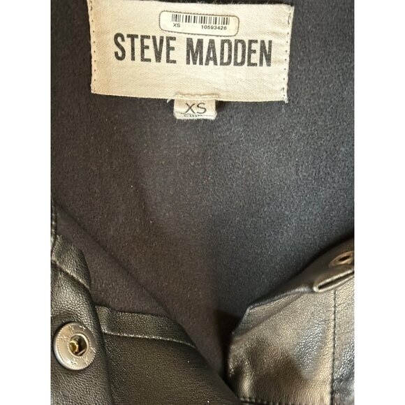 Steve Madden Faux Good Measure Shacket in Black XSmall Womens Vegan Shirt - Picture 8 of 15